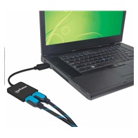Manhattan Hub, MST hub DisplayPort na duálny HDMI (M/F), čierny
