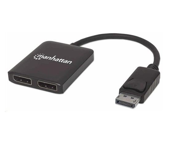 Manhattan Hub, MST hub, DisplayPort na duálny DisplayPort (M/F), 4K@30Hz, čierny