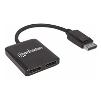 Manhattan Hub, MST hub, DisplayPort na duálny DisplayPort (M/F), 4K@30Hz, čierny