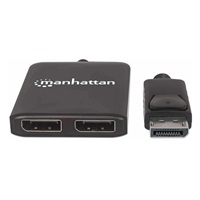 Manhattan Hub, MST hub, DisplayPort na duálny DisplayPort (M/F), 4K@30Hz, čierny