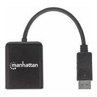 Manhattan Hub, MST hub, DisplayPort na duálny DisplayPort (M/F), 4K@30Hz, čierny