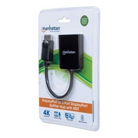 Manhattan Hub, MST hub, DisplayPort na duálny DisplayPort (M/F), 4K@30Hz, čierny