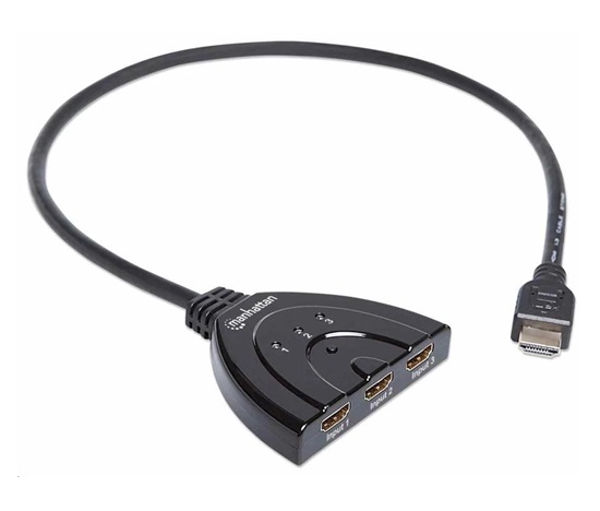 Manhattan HDMI Switch, 3-portový prepínač HDMI, 1080p, čierny