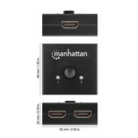 Manhattan HDMI Splitter, 4K obojsmerný 2-portový HDMI Splitter/Prepínač, 4K@30Hz, čierny