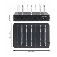 Manhattan USB nabíjacia stanica, 6-portová USB nabíjacia stanica, USB-A, čierna