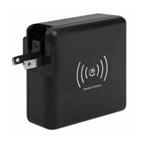 Cestovná nabíjačka a powerbanka Manhattan, 4 v 1, 8.000 mAh, vymeniteľné zástrčky US/EU/UK, čierna