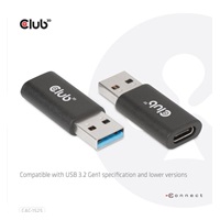 Adaptér Club3D USB 3.2 Gen1 typu A na USB 3.2 Gen1 typ C (M/F), čierna