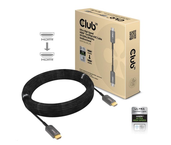 Club3D HDMI kábel, Ultra High Speed HDMI™ Certified AOC Cable, 4K120Hz/ 8K60Hz (M/M), 15 m