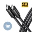 AXAGON BUCM32-CM10AB, SPEED+ kábel USB-C <->USB-C, 1 m, USB 3</->.2 Gen 2, PD 100W 5A, 4k HD, ALU, opletenie, čierna