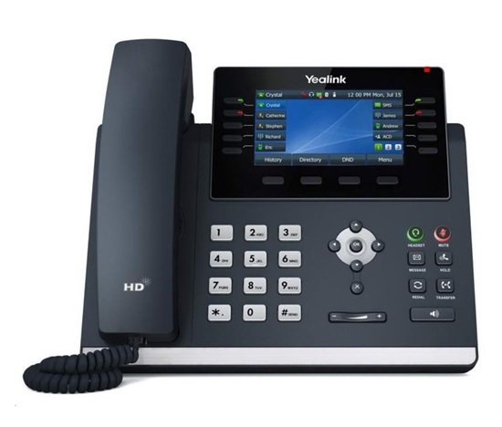 IP telefón Yealink SIP-T46U, 4,3" 480x272 farieb, 2x RJ45 10/100/1000, PoE, 16x SIP, 2x USB, bez adaptéra
