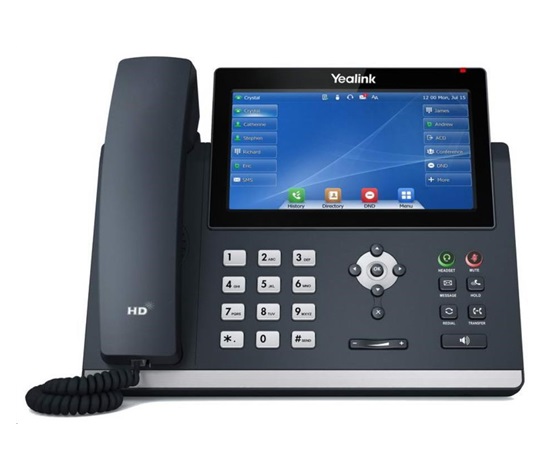 IP telefón Yealink SIP-T48U, 7" farebný dotykový displej 800x480, 2x RJ45 10/100/1000, PoE, 16x SIP, 1x USB, bez adaptéra