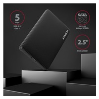 AXAGON EE25-SL, USB 3.2 Gen 1 - SATA 6G, 2.5" SLIDE box, bez skrutiek, čierny