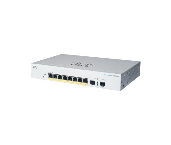 Cisco switch CBS220-8FP-E-2G (8xGbE,2xSFP, 8xPoE+,130W,fanless)