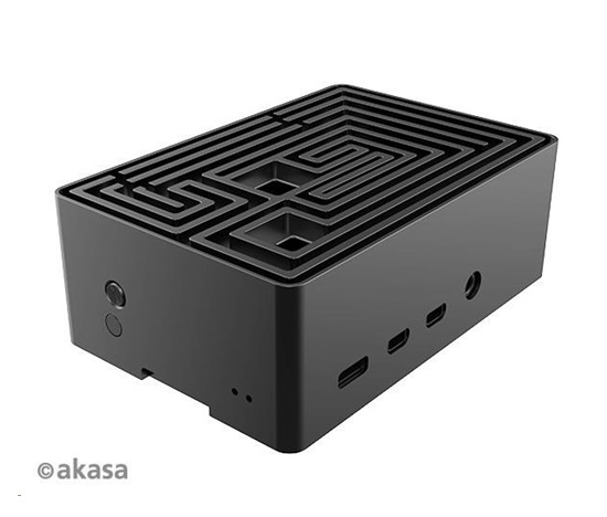Puzdro AKASA Maze, pre Raspberry Pi 4, hliník, čierne