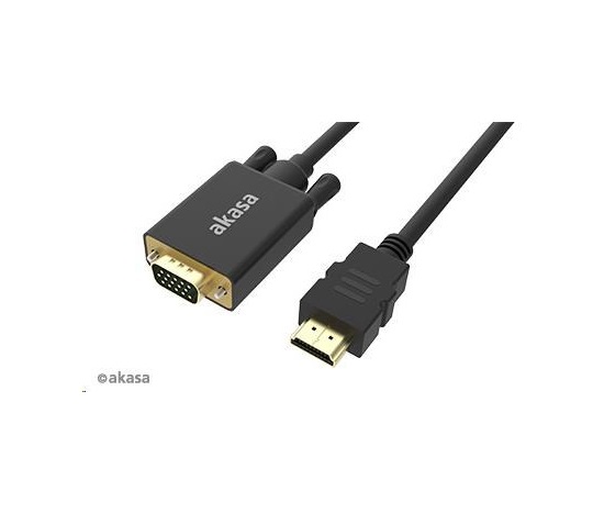 Kábel AKASA HDMI na VGA, pozlátené konektory, 2 m