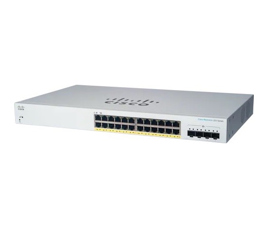 Cisco switch CBS220-24FP-4X (24xGbE,4xSFP+,24xPoE+,382W)