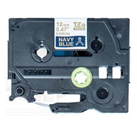 BROTHER TZE-RN34 - 12 mm široká TZ kazeta, TEXTILNÁ páska 4 m - na výrobu darčekov - NEPRIĽAHLÁ - MODRÁ PÁSKA, ZLATÝ POTISK