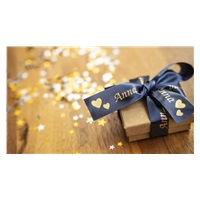 BROTHER TZE-RN54 - 24 mm široká TZ kazeta, TEXTILNÁ páska 4 m - na výrobu darčekov - NON-SLIP - MODRÁ PÁSKA, ZLATÝ POTISK