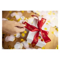 BROTHER TZE-RW54 - 24 mm široká kazeta s TZ páskou, 4 m TEXTILNÁ páska - na výrobu darčekov - NEŠTÍRIVÁ - ČERVENÁ PÁSKA, ZLATÝ POTISK