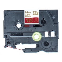 BROTHER TZE-RW54 - 24 mm široká kazeta s TZ páskou, 4 m TEXTILNÁ páska - na výrobu darčekov - NEŠTÍRIVÁ - ČERVENÁ PÁSKA, ZLATÝ POTISK