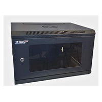 LEXI 19" 12U nástenný regál, šírka 600 mm, hĺbka 450 mm, sklenené dvere, nosnosť 60 kg, dodávaný v rozloženom stave, farba čierna