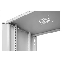 LEXI 19" nástenná skriňa Basic 9U, šírka 520 mm, hĺbka 450 mm, kovové dvere, bez zadnej steny, sivá