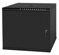 LEXI 19" nástenná skriňa Basic 9U, šírka 520 mm, hĺbka 450 mm, kovové dvere, bez zadnej steny, čierna