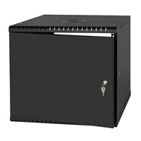 LEXI 19" nástenná skriňa Basic 9U, šírka 520 mm, hĺbka 450 mm, kovové dvere, bez zadnej steny, čierna