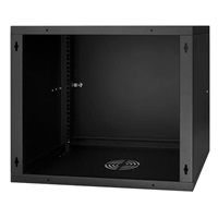 LEXI 19" nástenná skriňa Basic 9U, šírka 520 mm, hĺbka 450 mm, kovové dvere, bez zadnej steny, čierna