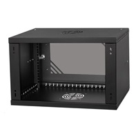 LEXI 19" nástenná skriňa Basic 6U, šírka 520 mm, hĺbka 450 mm, sklenené dvere, bez zadnej steny, čierna