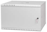 LEXI 19" nástenná skriňa Basic 6U, šírka 520 mm, hĺbka 450 mm, kovové dvere, bez zadnej steny, sivá