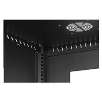 LEXI 19" nástenná skriňa Basic 12U, šírka 520 mm, hĺbka 450 mm, sklenené dvere, bez zadnej steny, čierna