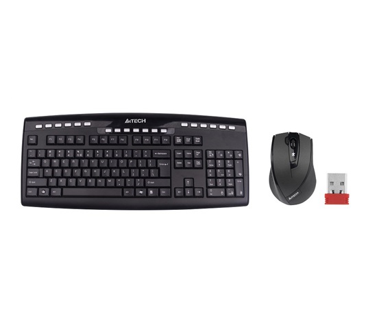 A4tech set klávesnica + myš 9200F, bezdrôtová, optická myš V-Track, USB, CZ/US