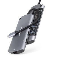 AXAGON HMC-6M2, USB 3.rozbočovač 2 Gen 1, 2x USB-A, HDMI, RJ-45 GLAN, SATA M.2 sloty, PD 100 W, kábel USB-C 18 cm