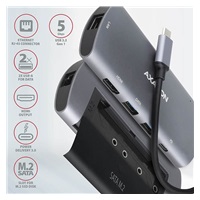 AXAGON HMC-6M2, USB 3.rozbočovač 2 Gen 1, 2x USB-A, HDMI, RJ-45 GLAN, SATA M.2 sloty, PD 100 W, kábel USB-C 18 cm