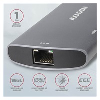 AXAGON HMC-6M2, USB 3.rozbočovač 2 Gen 1, 2x USB-A, HDMI, RJ-45 GLAN, SATA M.2 sloty, PD 100 W, kábel USB-C 18 cm