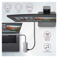 AXAGON HMC-6M2, USB 3.rozbočovač 2 Gen 1, 2x USB-A, HDMI, RJ-45 GLAN, SATA M.2 sloty, PD 100 W, kábel USB-C 18 cm