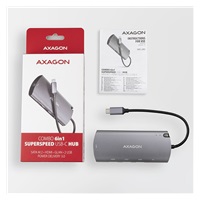 AXAGON HMC-6M2, USB 3.rozbočovač 2 Gen 1, 2x USB-A, HDMI, RJ-45 GLAN, SATA M.2 sloty, PD 100 W, kábel USB-C 18 cm
