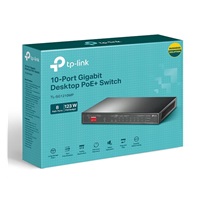 TP-Link CCTV switch TL-SG1210MP (8xGbE, 1xGbE uplink, 1xGbE/SFP combo uplink, 8x PoE+, 123W, fanless)