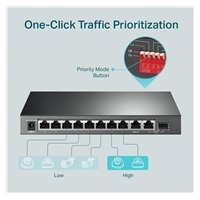 TP-Link CCTV switch TL-SG1210MP (8xGbE, 1xGbE uplink, 1xGbE/SFP combo uplink, 8x PoE+, 123W, fanless)