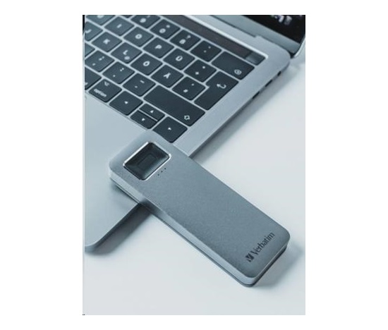 VERBATIM Externý SSD disk 1 TB, Executive Fingerprint Secure SSD, USB 3.2 Gen 1/USB-C, (W:356 MB/s, R:344 MB/s), sivá