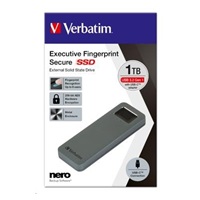 VERBATIM Externý SSD disk 1 TB, Executive Fingerprint Secure SSD, USB 3.2 Gen 1/USB-C, (W:356 MB/s, R:344 MB/s), sivá