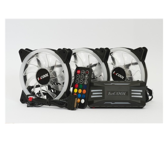 1stCOOL Fan KIT AURA EVO 2 ARGB, 3x Dual Ring ventilátor + ovládač + diaľkové ovládanie