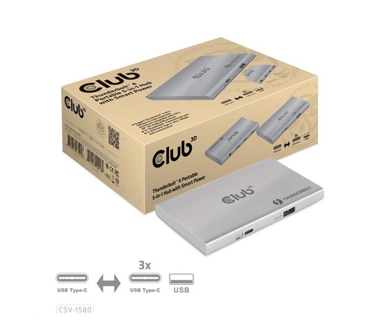 Club3D hubThunderbolt 4 Portable 5-in-1 Hub with Smart Power