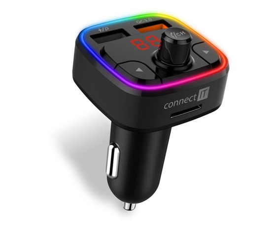 CONNECT IT CarRGB Bluetooth vysielač, 2xUSB+MicroSD, čierny