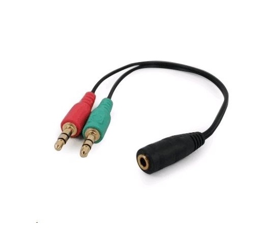 GEMBIRD Cable CABLEXPERT rozdeľovací konektor 3,5 mm (4-pólový) na 2x3,5 mm F/M, 20 cm, čierny