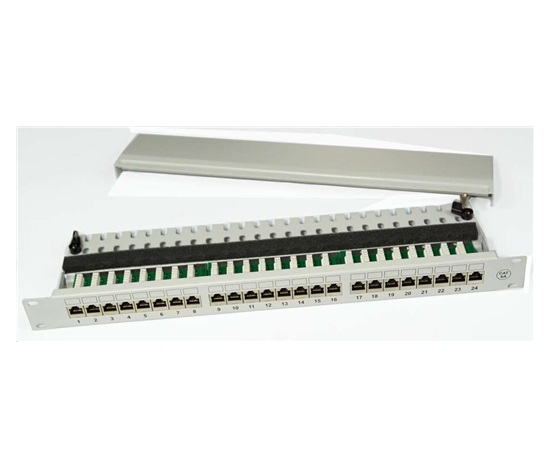 19" Patch panel 19" 1U 24 PORT FTP Cat 6A sivý