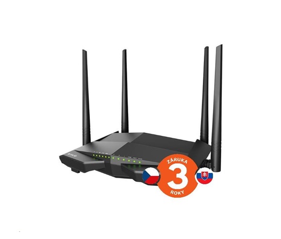 Tenda V12 - Bezdrôtový AC dvojpásmový VDSL2+/VDSL/ADSL router 802.11ac/a/b/g/n,1200 Mb/s, gigabitová sieť WAN/LAN, USB 2.0, služba VPN