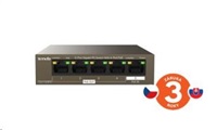 Tenda TEG1105PD - 5-portový PoE PD Gigabit Ethernet Switch, 1x PoE IN, 4x PoE OUT, kovový, bez ventilátora