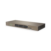 Tenda TEG1024F - 22-portový gigabitový ethernetový prepínač + 2x Combo SFP/RJ45, 10/100/1000 Mb/s, bez ventilátora, stojanová montáž, kov